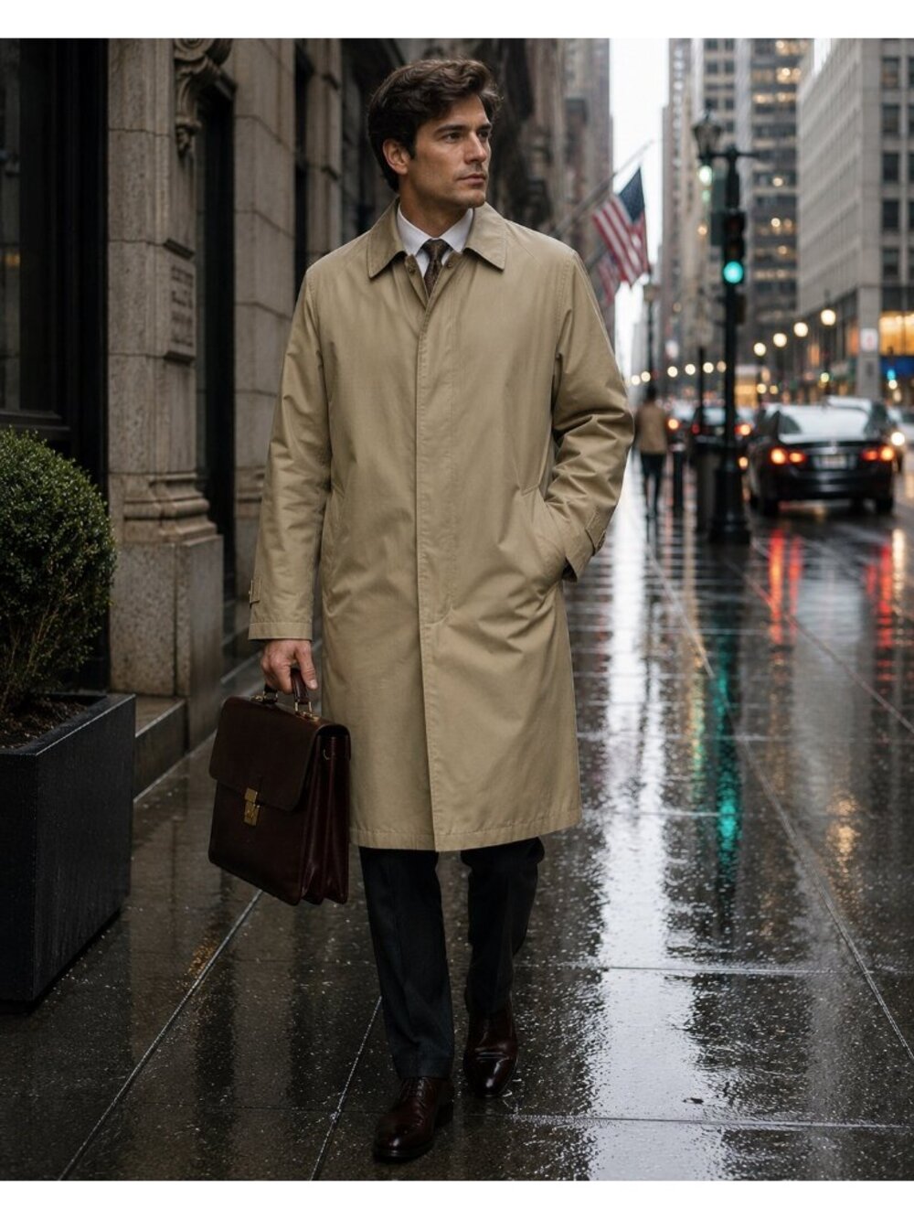 Vintage Botany 500 Mens All Weather Coat Zip Out Liner Tan Long Raincoat
